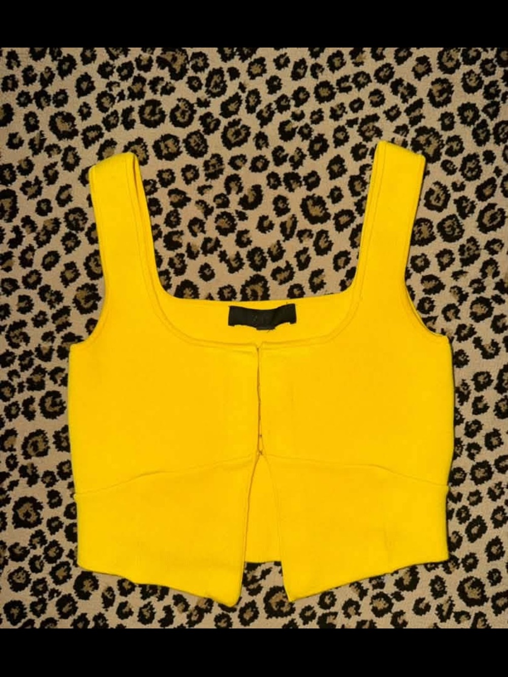 Zara Bright Yellow Square-Neck Cropped Tank